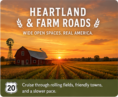 Route 20 heartland and farm roads thematic card image