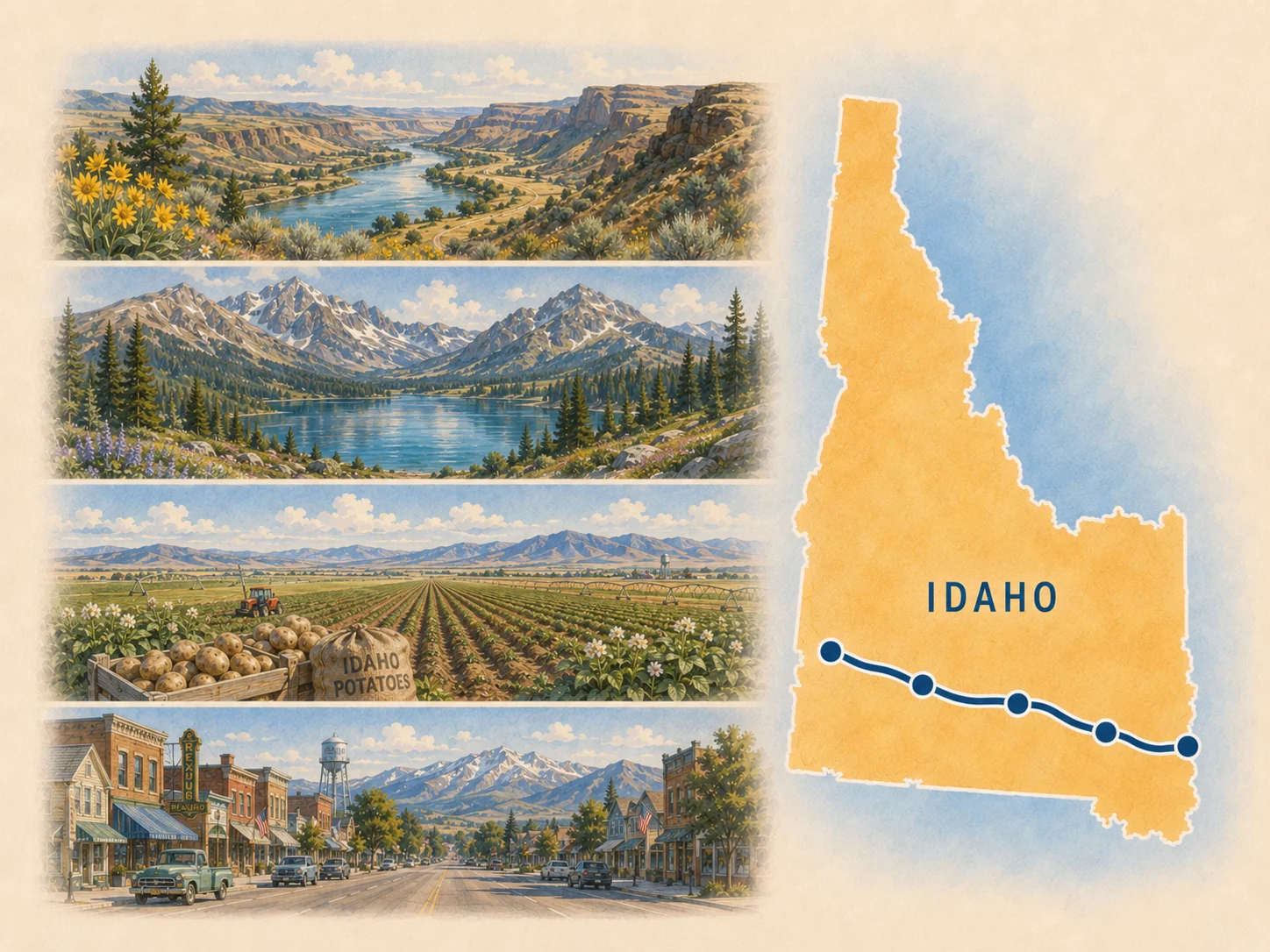 Route 20 Idaho planning map illustration