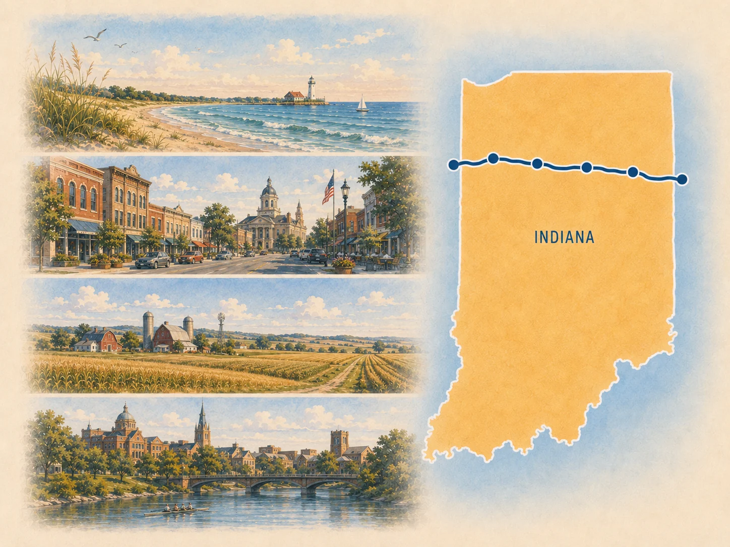 Route 20 Indiana planning map illustration