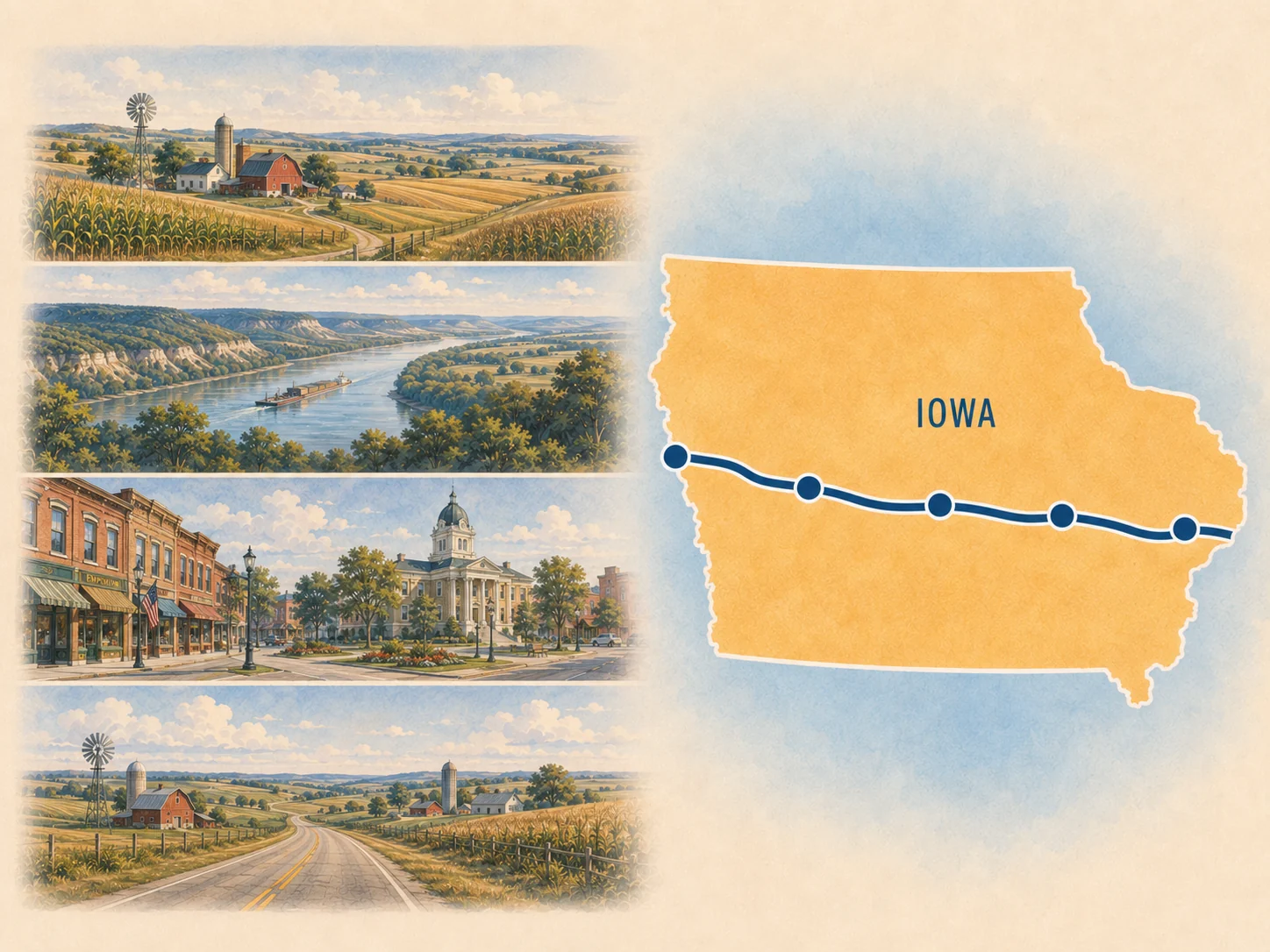 Route 20 Iowa gateway card image