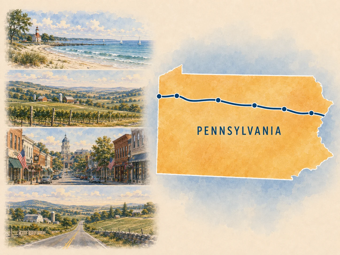 Route 20 Pennsylvania planning map illustration