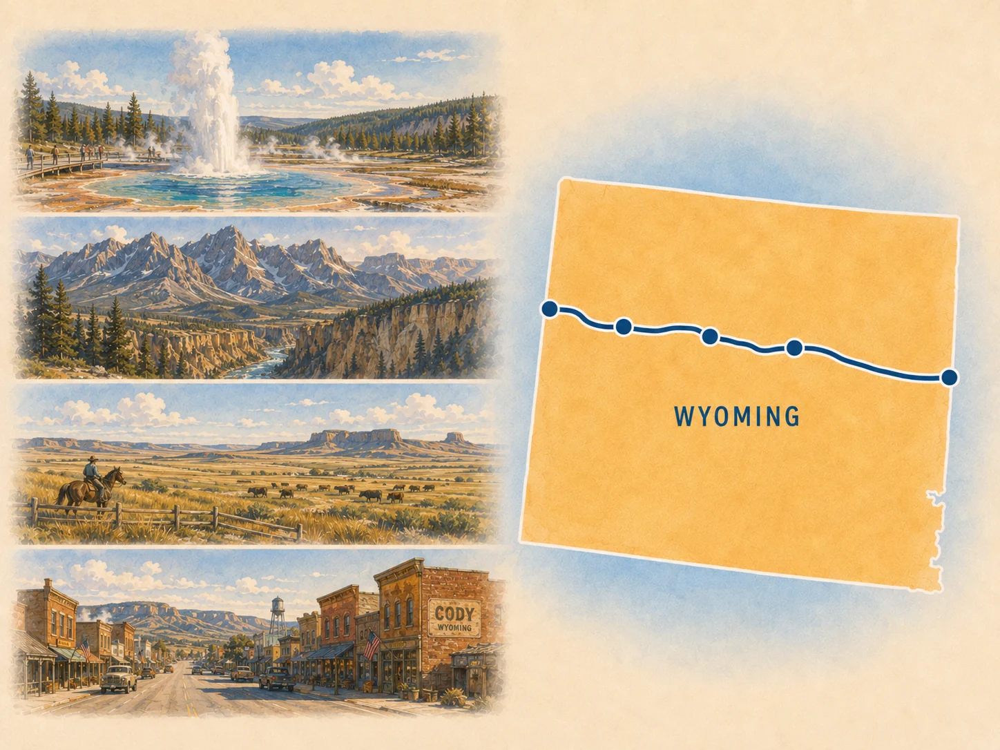 Route 20 Wyoming planning map illustration