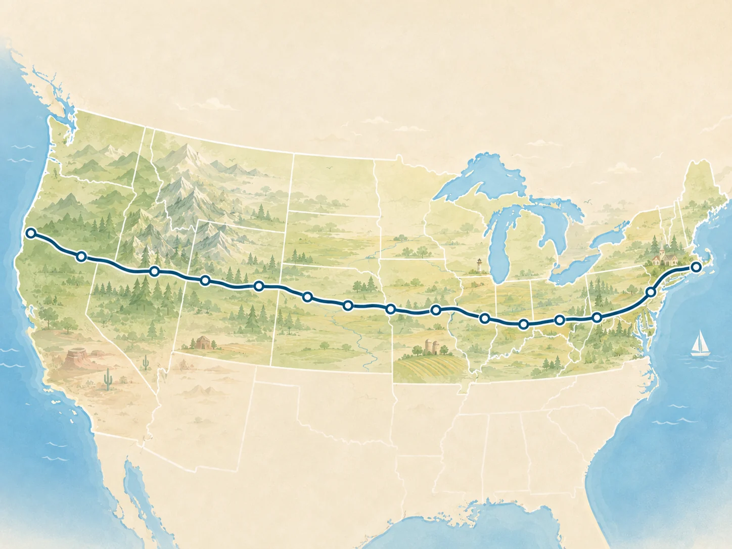 Route 20 coast-to-coast corridor map thumbnail
